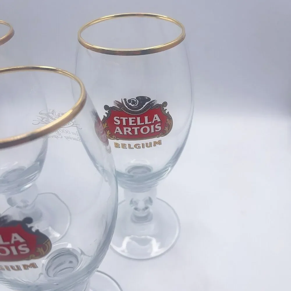 Stella Artois Gold Rimmed Beer Taster Glasses 15 CL M - Set Of 3